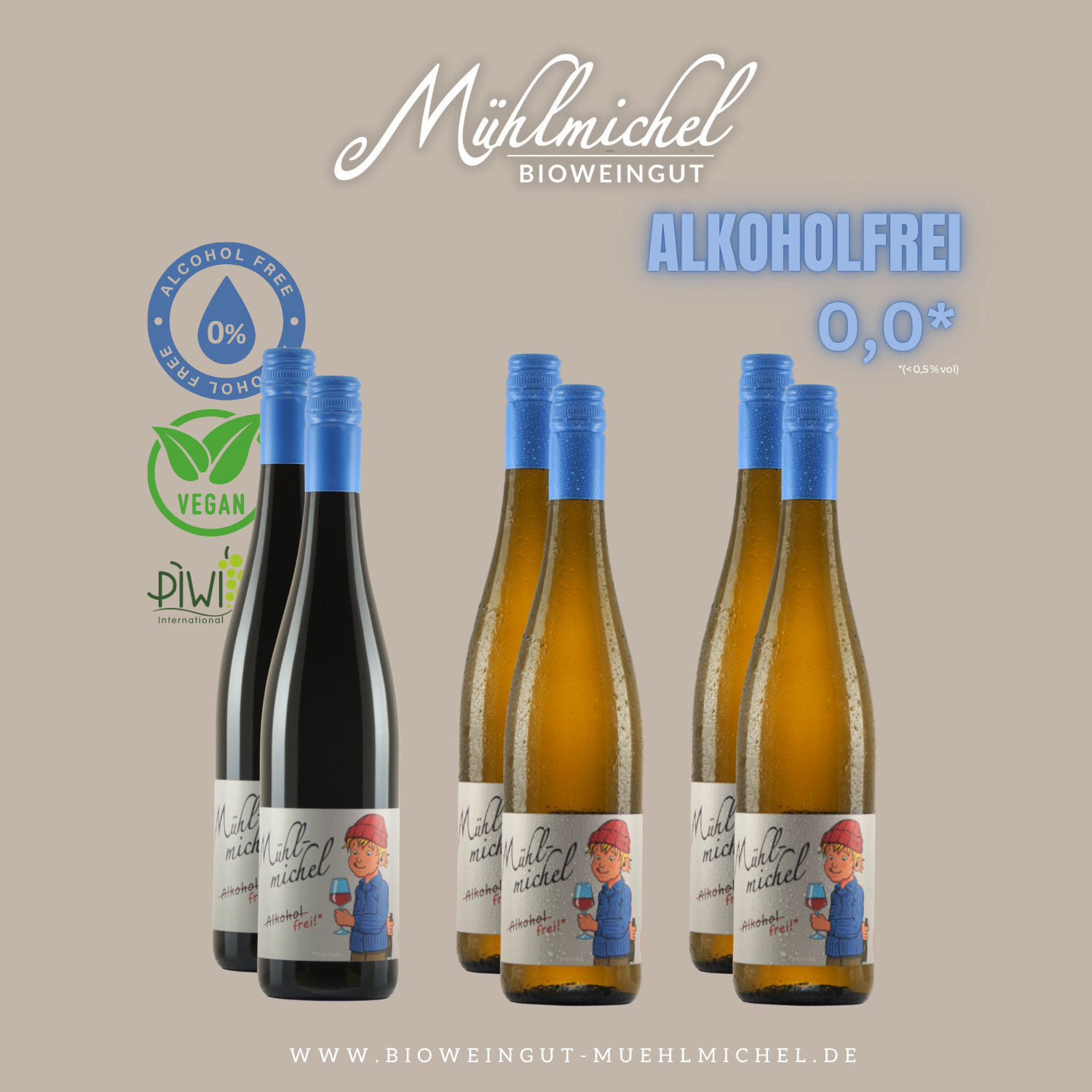 Alkoholfreie Weine ausgezeichnet mit gut Wein Plus Bio Weingut Muehlmichel